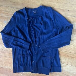 lands end size 10 blue button down cardigan